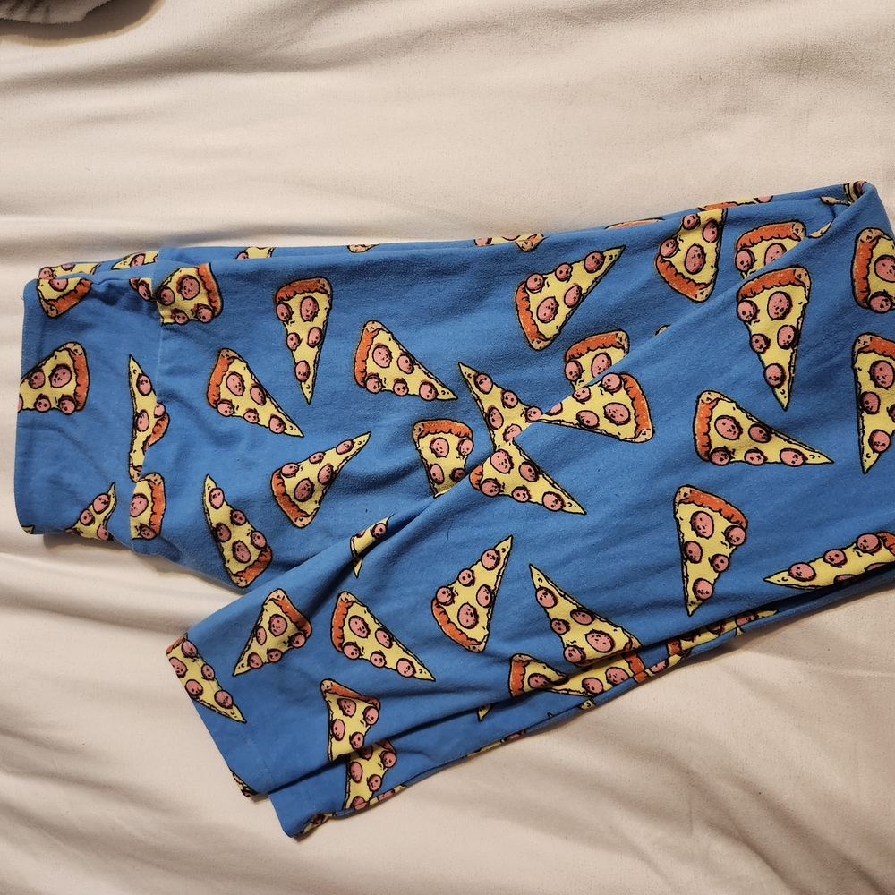 Blue Leggings with Pizza Print